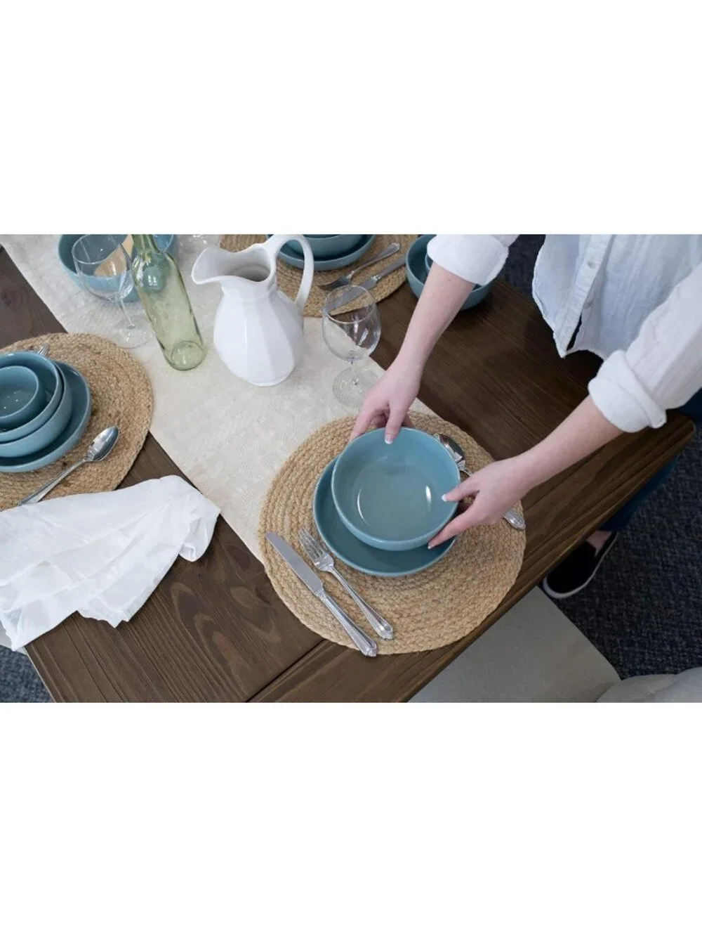 Glossy Ceramic Dinnerware Bowls Set of 4 - 6.5